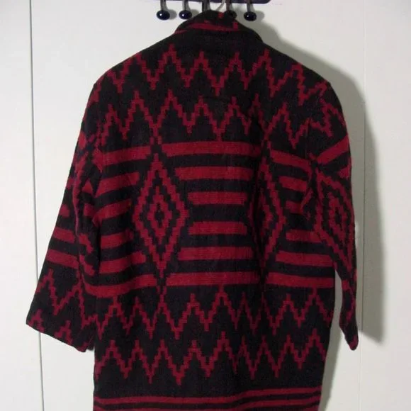 Vtg 80's Woolrich Button Front Wool Native Indian Style Jacket Sz M Made In USA